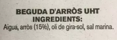 Lista de ingredientes del producto Beguda d'arròs Ametller Origen 