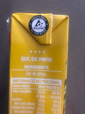 Lista de ingredientes del producto Zumo de piña Ametller Origen 