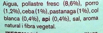 Lista de ingredientes del producto Brou de pollastre Ametller Origen 