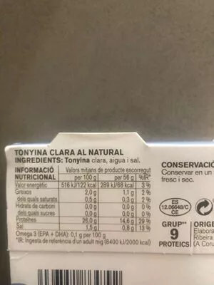 Lista de ingredientes del producto Atún claro natural Ametller Origen 