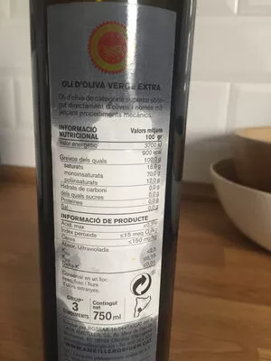 Lista de ingredientes del producto oli d'oliva verge extra Ametller origen 750ml