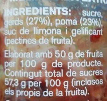 Lista de ingredientes del producto Mermelada de Gerds Ametller Origen 290 g