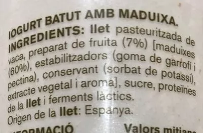 Lista de ingredientes del producto Iogurt para beber Ametller Origen 