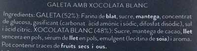 Lista de ingredientes del producto Petit Xevalier Xocolata Blanc  150 g