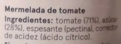 Lista de ingredientes del producto Mermelada de tomates imperfectos Es im-perfect 