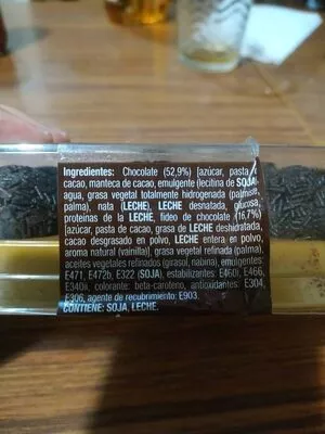 Lista de ingredientes del producto Trufas de chocolate  