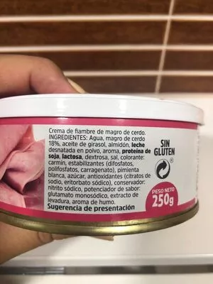 Lista de ingredientes del producto Crema de Jamón estilo York Iberitos 250 g