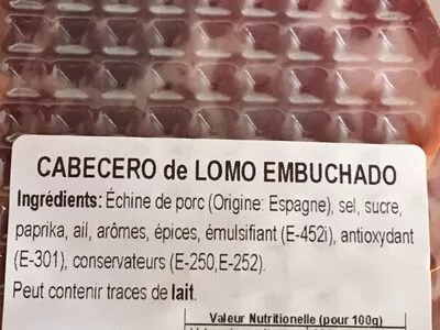 Lista de ingredientes del producto Coppa espagnole Oro De Granada 