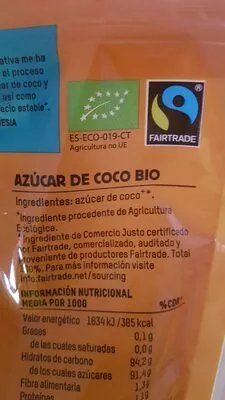 Lista de ingredientes del producto Azucar de coco  250 g