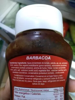 Lista de ingredientes del producto Barbacoa Salsa-Sauce 330ml  