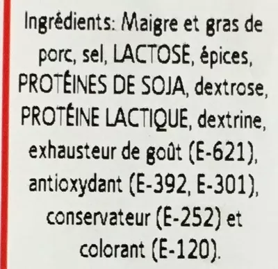 Lista de ingredientes del producto Fuet Chorizo doux Sans marque 140 g