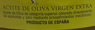 Lista de ingredientes del producto Aceite de oliva virgen extra Valle del Almanzora 5 litros