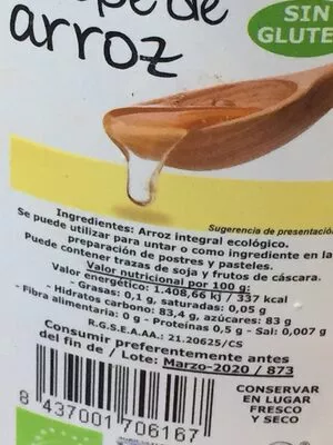 Lista de ingredientes del producto Sirope de arroz Mandolé 350 g