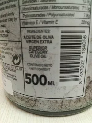 Lista de ingredientes del producto Aceite de oliva virgen extra Almazara del Convento 