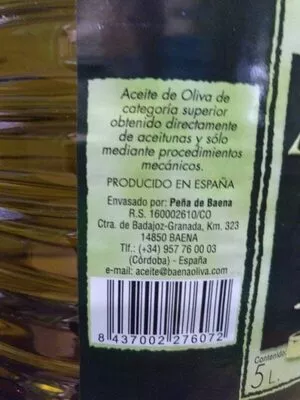 Lista de ingredientes del producto Aceite de oliva virgen extra Molino de Izcar 