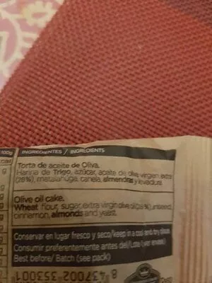 Lista de ingredientes del producto Torta de Aceite de Oliva carmen lupiañez 