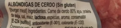 Lista de ingredientes del producto Albóndigas de cerdo mercadona 