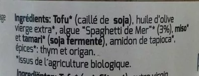 Lista de ingredientes del producto Pâté aux algues Algamar 200 g