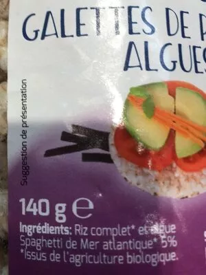 Lista de ingredientes del producto Tortitas de arroz con algas Algamar 140 g