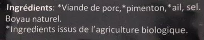 Lista de ingredientes del producto Chorizo Extra Doux Luis Gil 250g