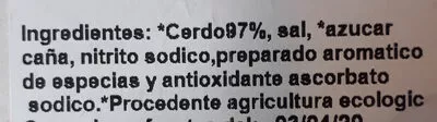 Lista de ingredientes del producto Jamón Braseado Eco  75g