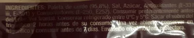 Lista de ingredientes del producto Paleta Curada Paletas Marpa, Marpa 240 g