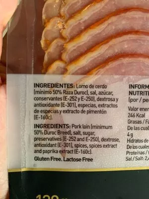 Lista de ingredientes del producto Lomo embuchado torre de nuñez 