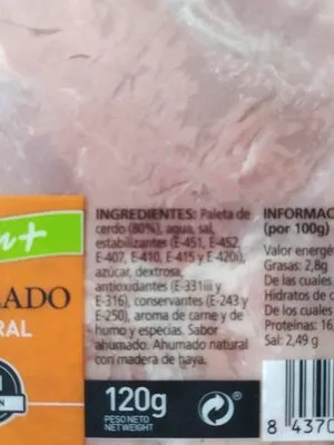 Lista de ingredientes del producto Lacon braseado torre de nuñez 