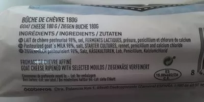 Lista de ingredientes del producto Bûche de chevre  