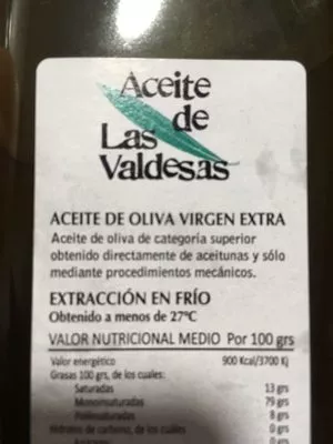 Lista de ingredientes del producto Aceite de oliva virgen extra Aceite de las Valdesas 