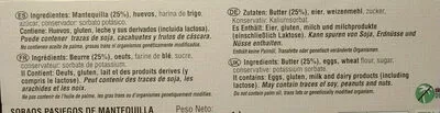 Lista de ingredientes del producto Sobaos artesanos de mantequilla envasados individualmente Casa Ibáñez 1 kg