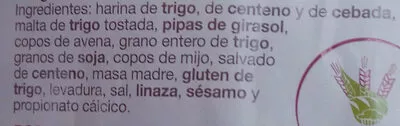 Lista de ingredientes del producto Pan Aleman Negro samos 500g