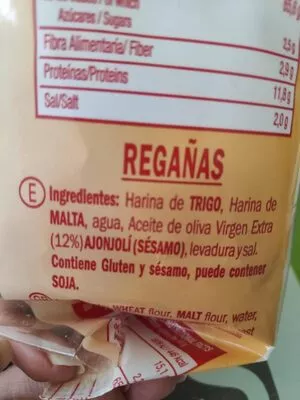 Lista de ingredientes del producto Regañá  