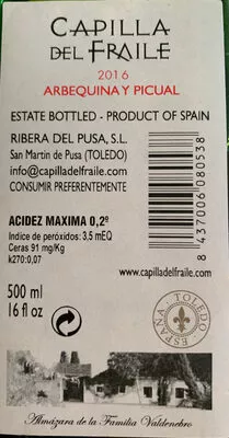 Lista de ingredientes del producto  Capilla del Fraile 500ml