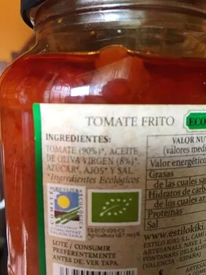 Lista de ingredientes del producto   