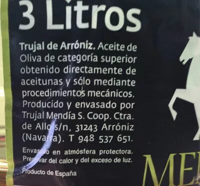 Lista de ingredientes del producto Aceite Trujal Mendia 