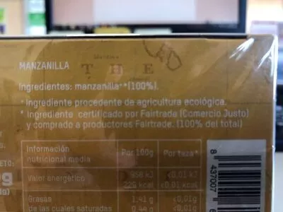 Lista de ingredientes del producto Manzanilla Bio  