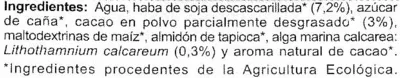 Lista de ingredientes del producto Bebida de soja ecológica "NaturGreen" con cacao y calcio NaturGreen 1 l