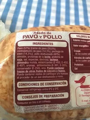 Lista de ingredientes del producto  Auchan 