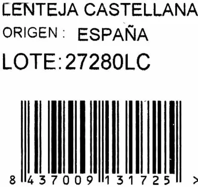 Lista de ingredientes del producto Lentejas castellanas La Galocha 1 Kg