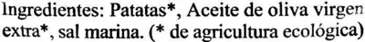 Lista de ingredientes del producto Patatas fritas lisas ecológicas "Finca La Nava" Finca La Nava 100 g