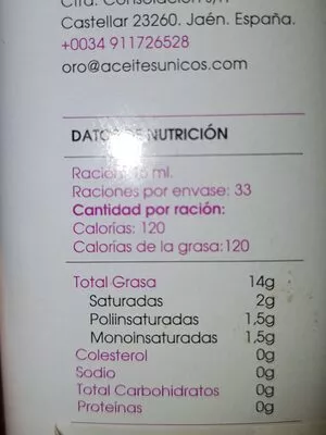 Lista de ingredientes del producto Huile d'olive Arbequina 