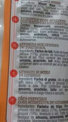 Lista de ingredientes del producto Pan De Pipas Farinetes 