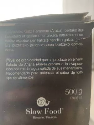 Lista de ingredientes del producto Sal de Añana sal de añana 