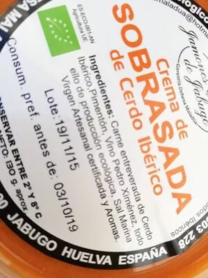 Lista de ingredientes del producto Crema de sobrasada de cerdo ibérico  130 g