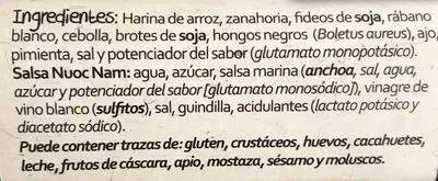 Lista de ingredientes del producto Rollitos nem de verduras Ta-Tung 