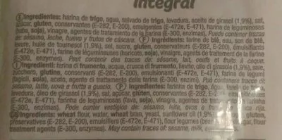 Lista de ingredientes del producto Pan de molde integral Dulia 