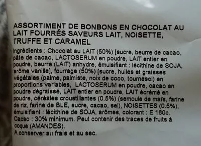 Lista de ingredientes del producto Eurochoc Bombones Surtido Eurochoc 