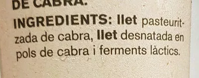 Lista de ingredientes del producto Iogurt ferm cabra Ametller Origen 125 g