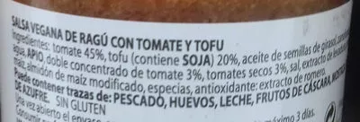 Lista de ingredientes del producto Ragú con Tofu Vegano Los Lositos 190 g